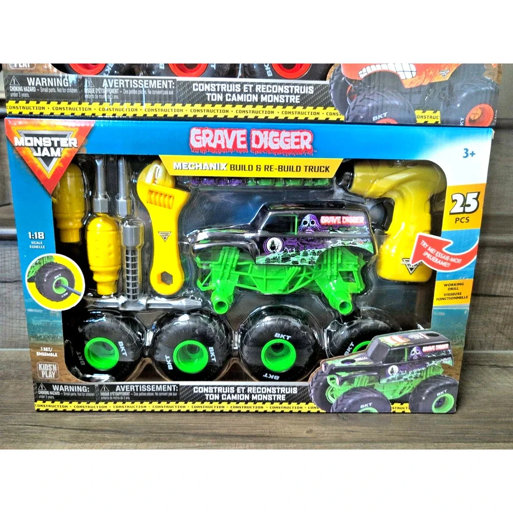 Monster Jam Mechanix Grave Digger Toro Loco Megalodon Re-Build Truck 1:18 Lot 3